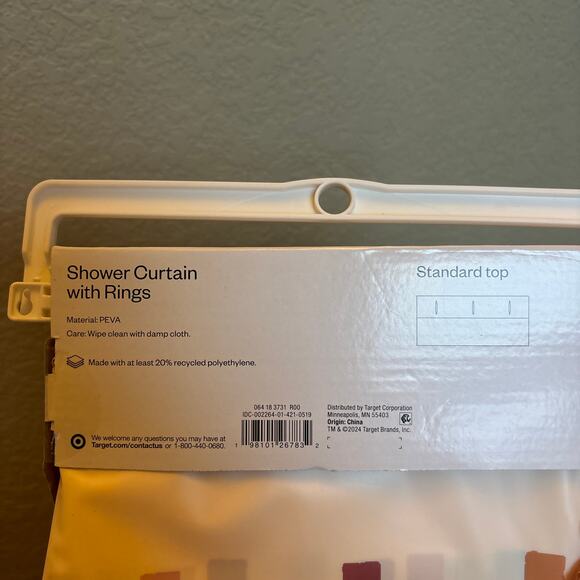 Room Essentials Shower Curtain With Rings Cream White Floral 13 Piece PEVA‎ - Picture 5 of 6